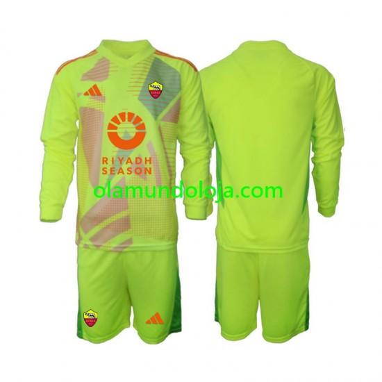 Camisola AS Roma Guarda-redes Criança Equipamento Segundo 2024-2025 Manga Comprida